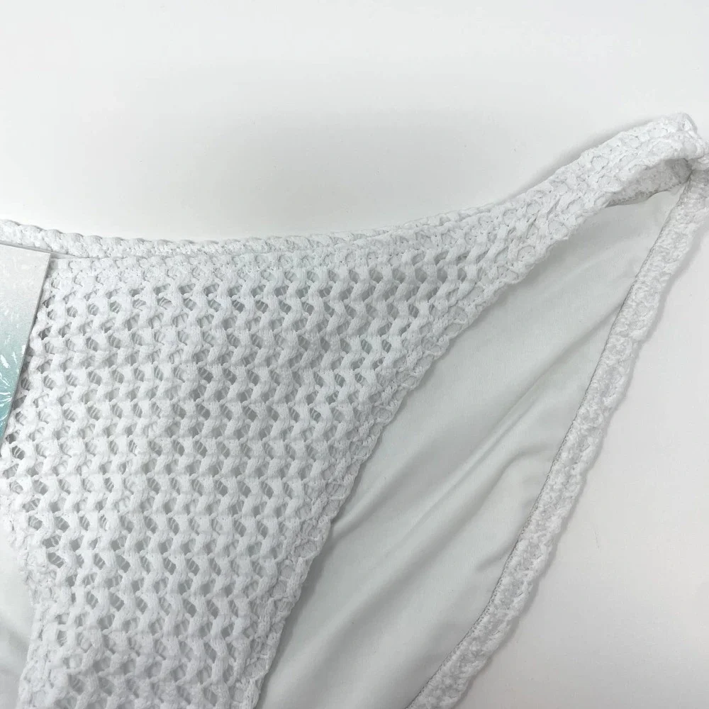 Andie X Demi Moore The Tropez Bikini Bottom In White Crochet Size Small New - Picture 3 of 10